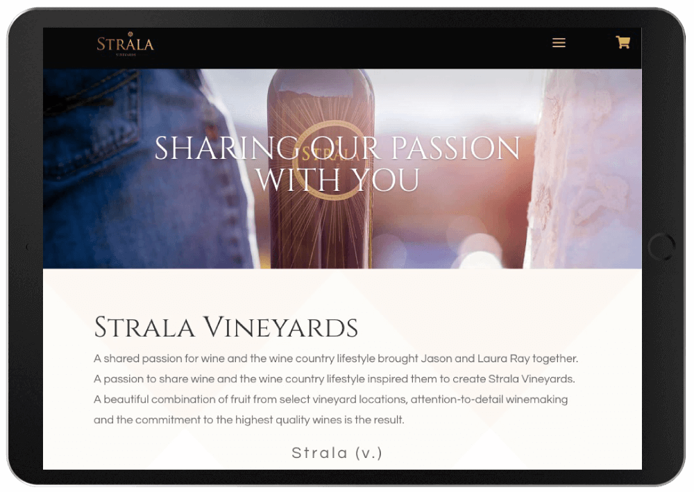 Strala-winery-web-design-tablet