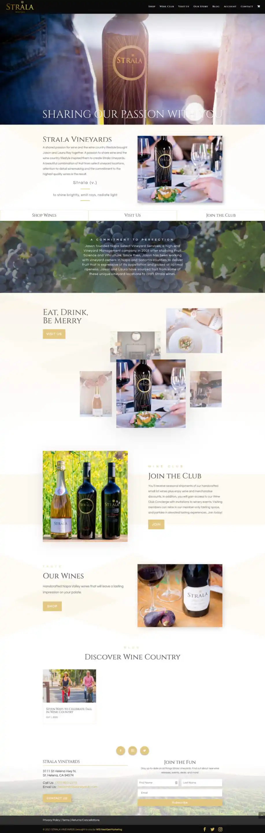 strala vineyards home winery website 