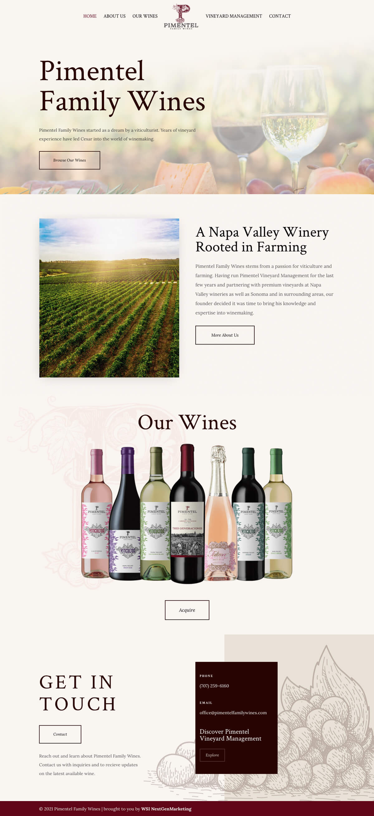 Pimentel-homepage-winery-website-design