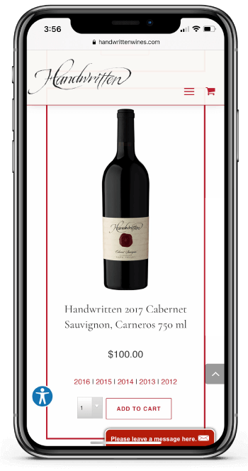handwritten mobile shop winery website design
