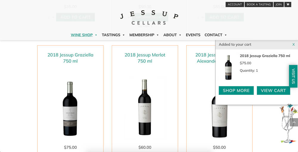 jessup cart slide winery website design