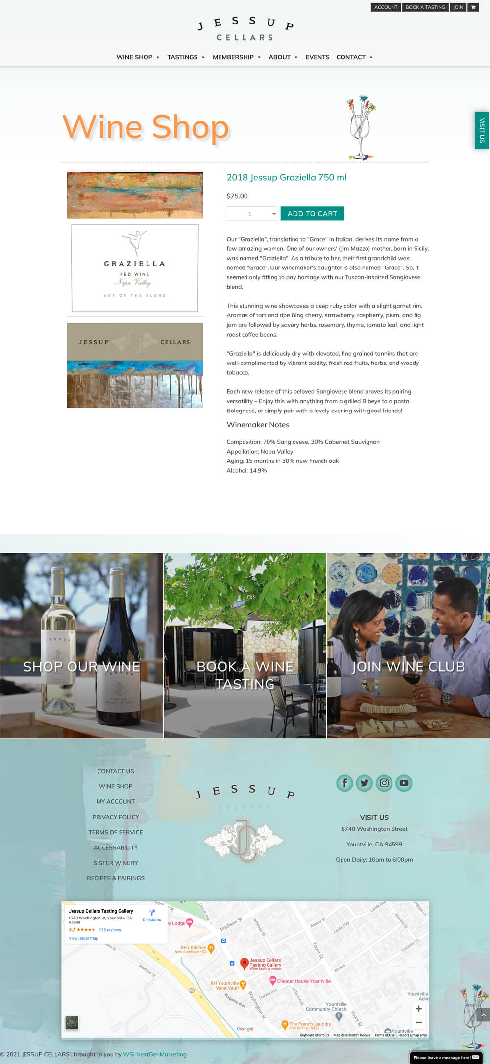 jessup product winery website design