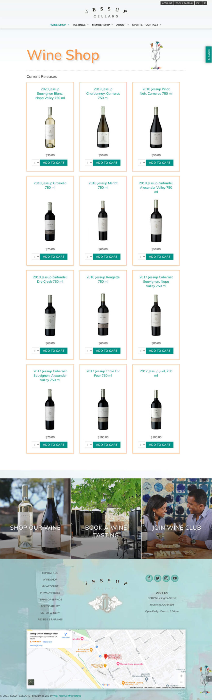 jessup shop winery website design