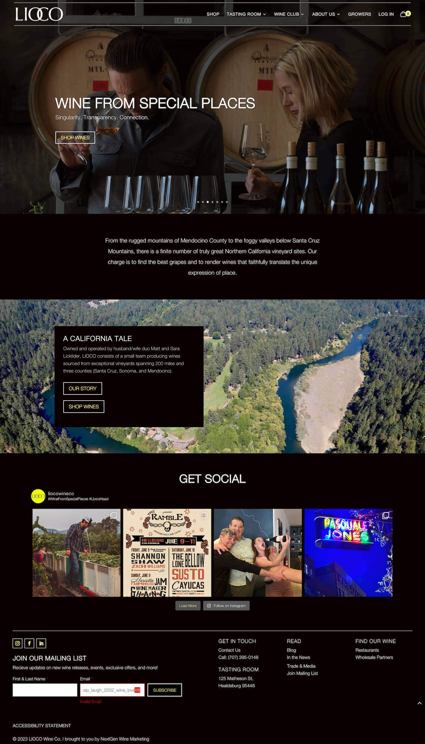 lioco homepage web design wine marketing 1
