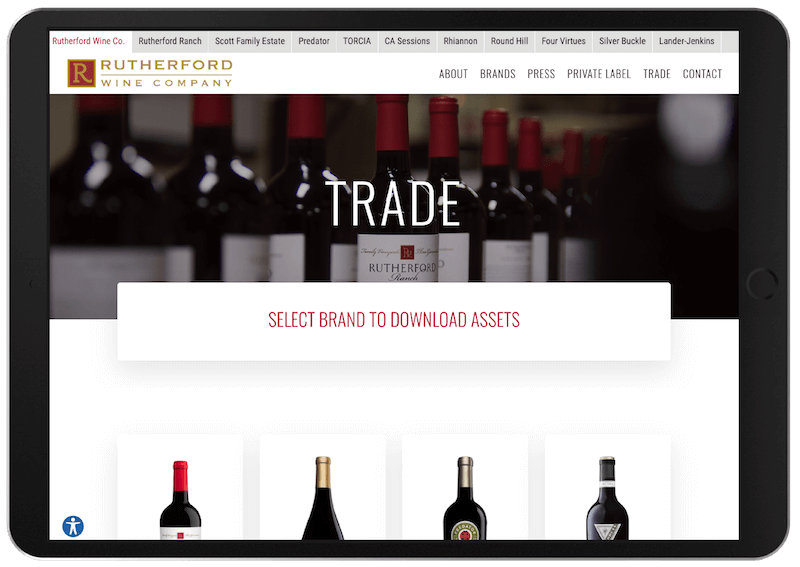 Responsive design rutherford wine co on tablet