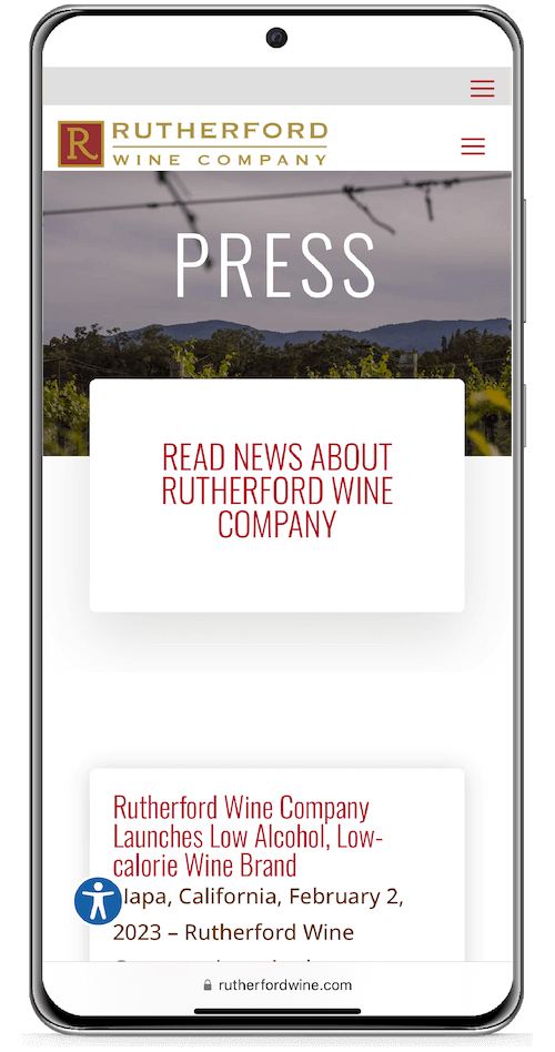 Responsive design rutherford wine co on android