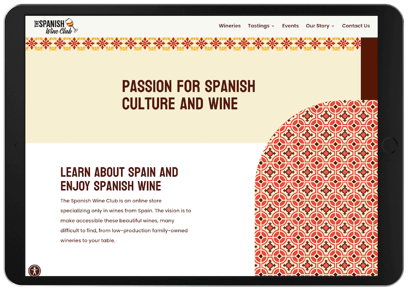 Responsive design spanishwineclub on a tablet