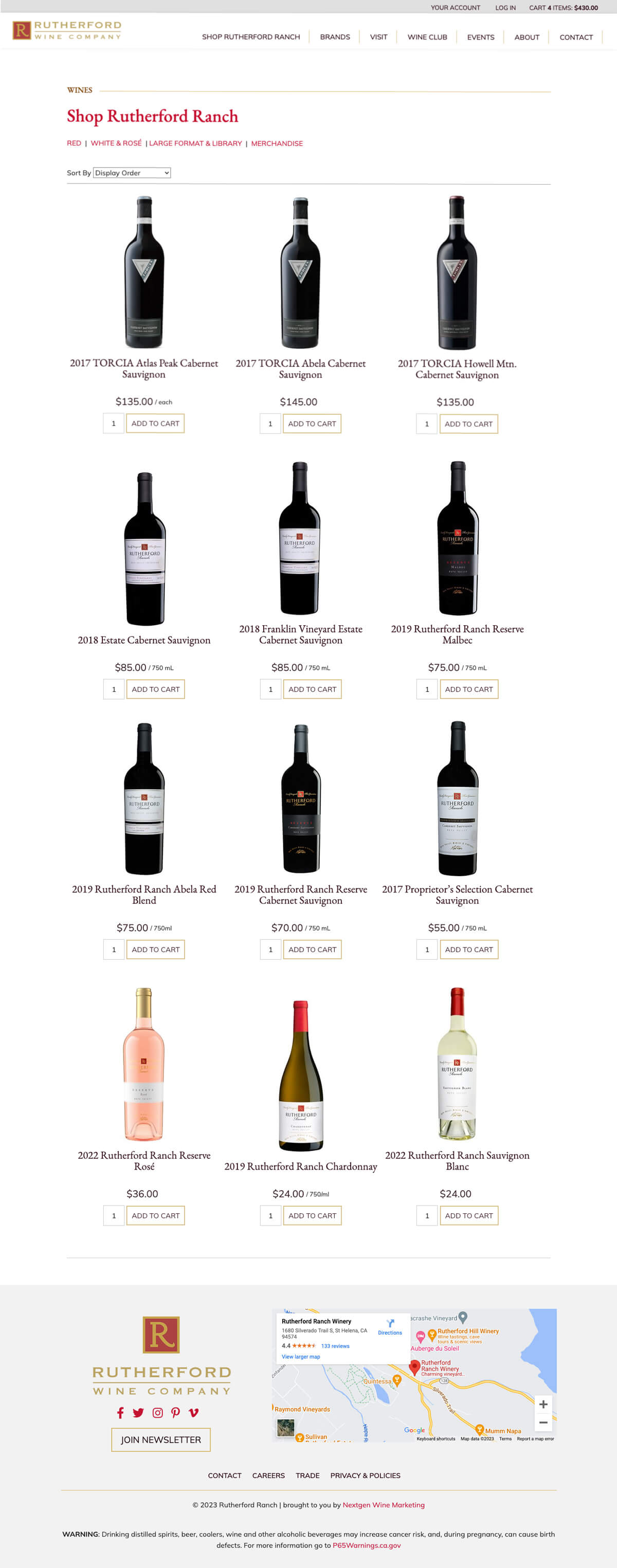 store rutherfordranch Wines Brands Rutherford screenshot