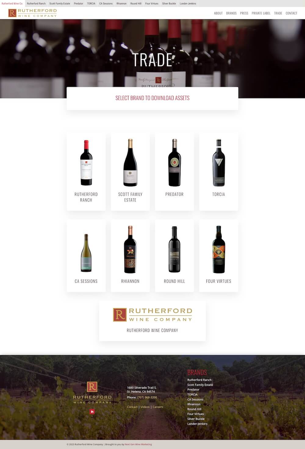 rutherford wine co trade page