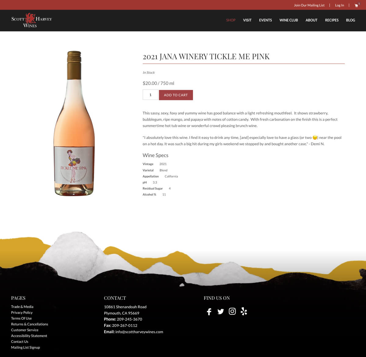 scott harvey wines product page