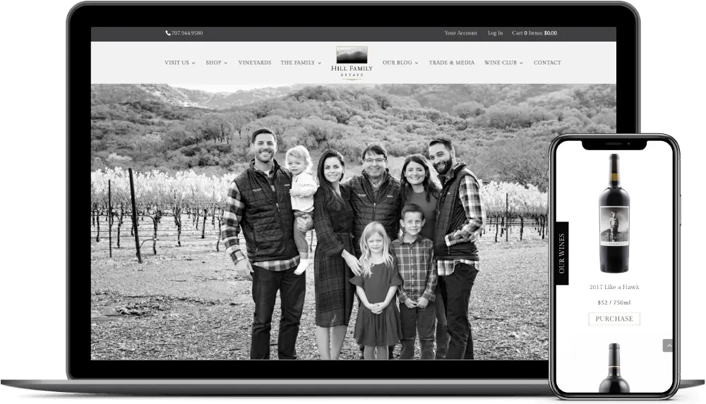 laptop image hill winery website design
