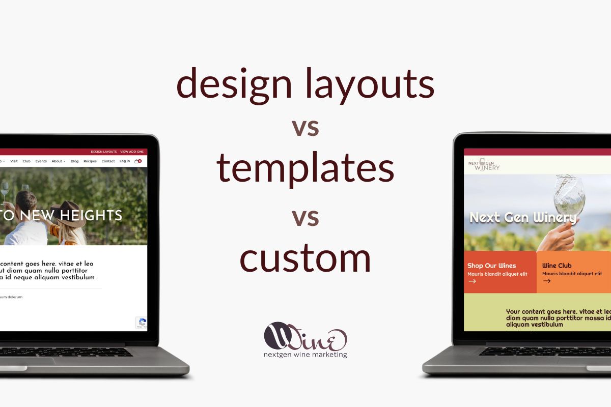 layouts vs templats vs custom with laptops on left and right side