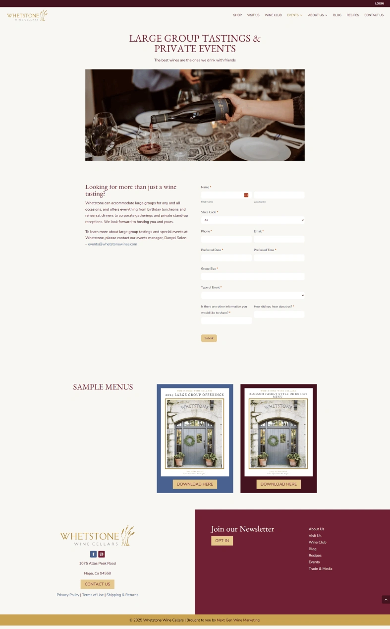 Whetstone LargeGroup SampleMenu Whetstone LargeGroup SampleMenu