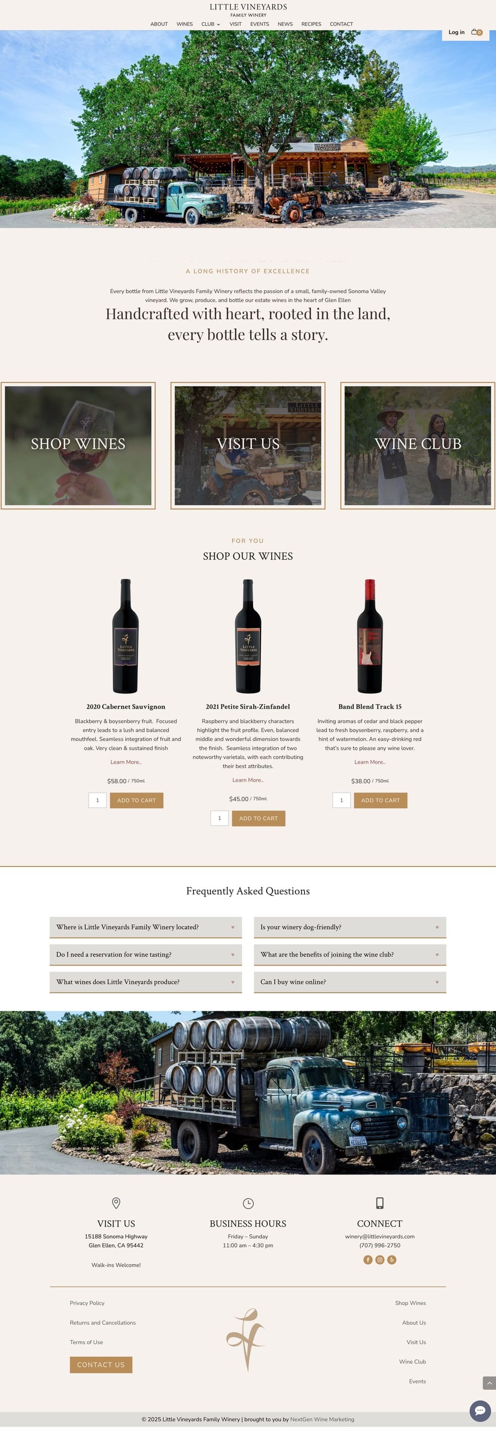 Little Vineyards homepage screenshot winery web design (1)